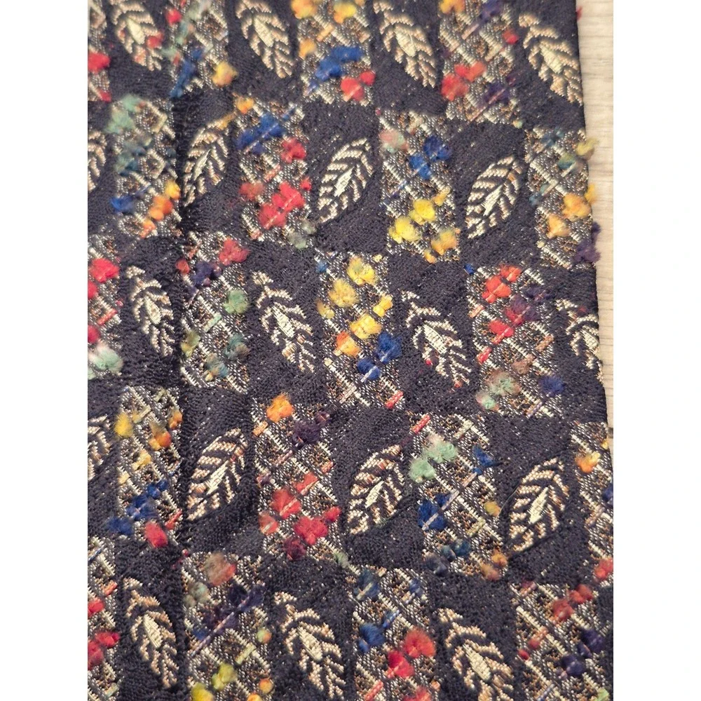 Tino Cosma Tom James Mens Silk Blend Leaf Jacquard Multi Color Tufted Tie Italy